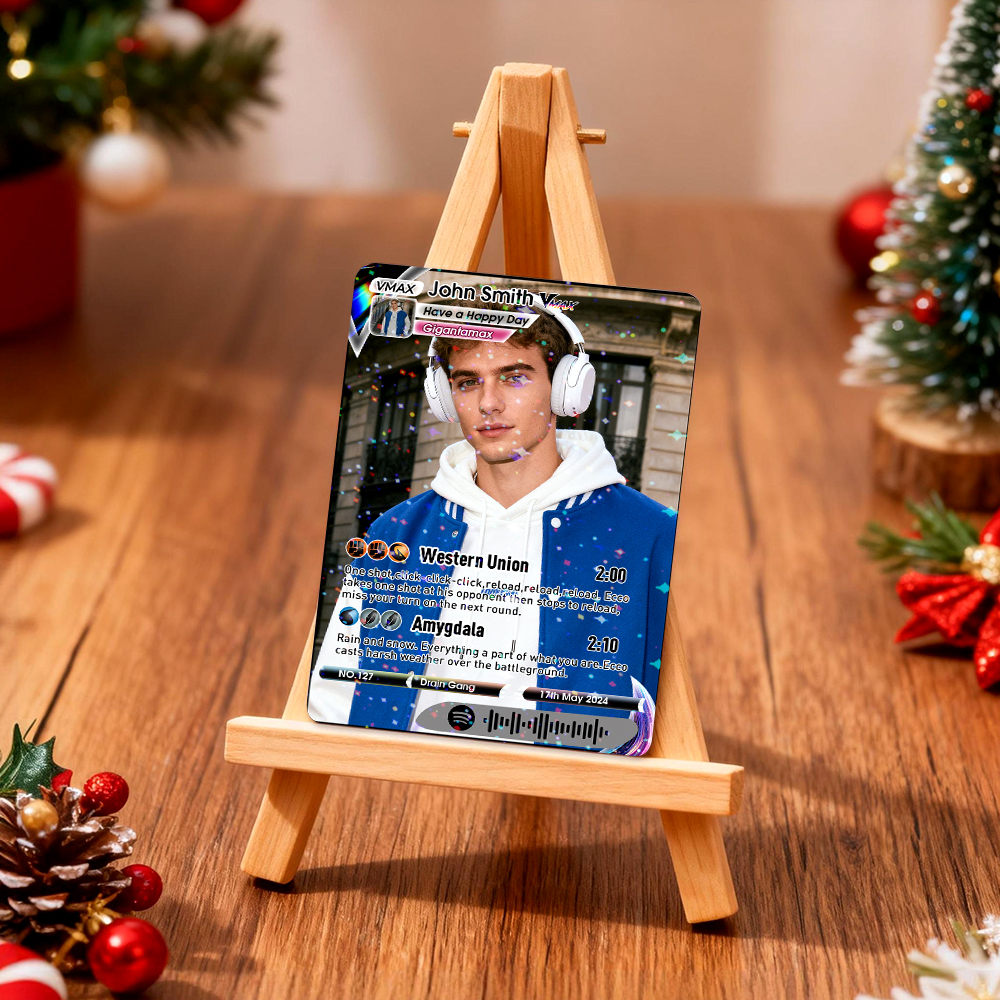 Personalized Photo Trading Card Custom Music Grey Audio Track Code Card Valentine Christmas Card Photo Gift Idea - GetPhotoSocksUk