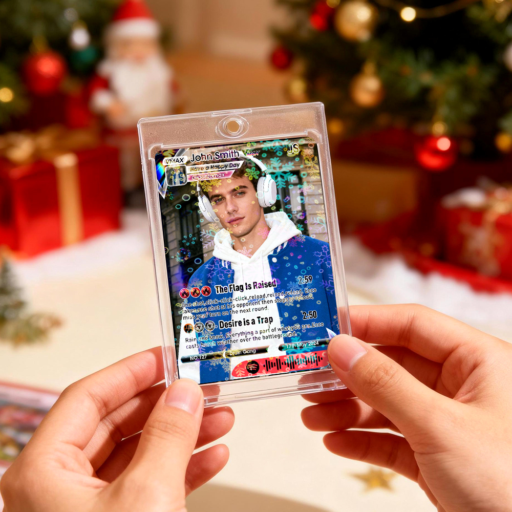 Personalized Photo Trading Card Custom Music Grey Audio Track Code Card Valentine Christmas Card Photo Gift Idea - GetPhotoSocksUk