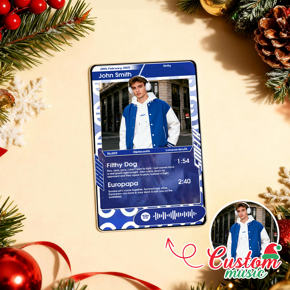 Custom Christmas Trading Sports Card Personalized Music Code Trading Card with Photo & Name, Unique Holiday Gift for Lover - GetPhotoSocksUk