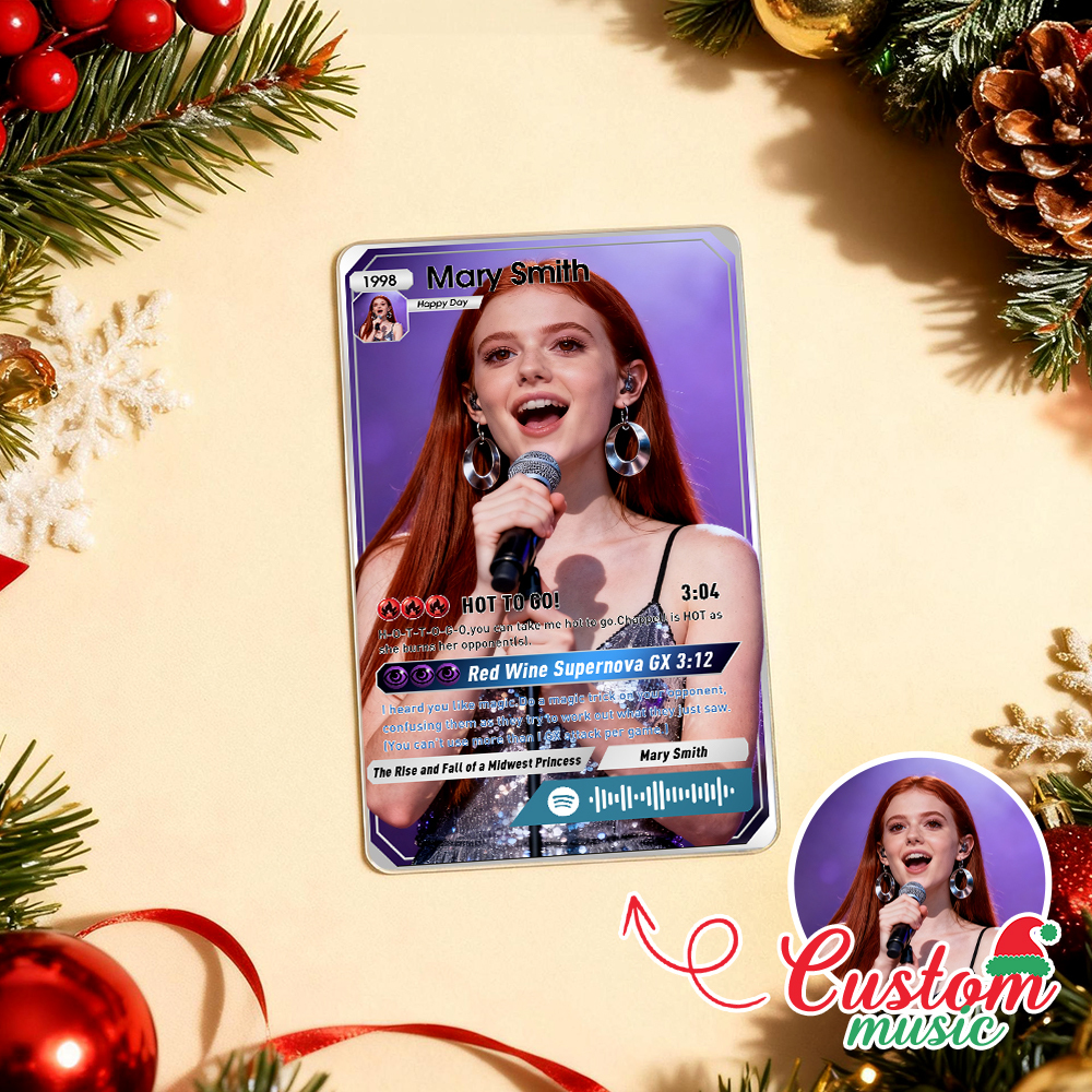 Custom Christmas Trading Sports Card Personalized Music Code Trading Card with Photo & Name, Unique Holiday Gift for Lover - GetPhotoSocksUk