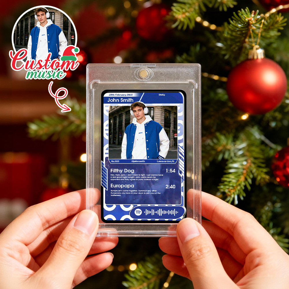 Custom Christmas Trading Sports Card Personalized Music Code Trading Card with Photo & Name, Unique Holiday Gift for Lover - GetPhotoSocksUk