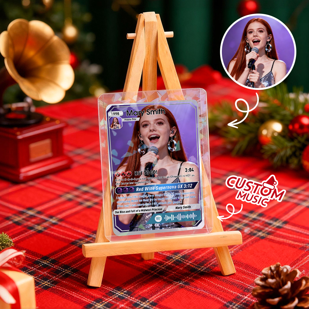 Custom Christmas Trading Sports Card Personalized Music Code Trading Card with Photo & Name, Unique Holiday Gift for Lover - GetPhotoSocksUk