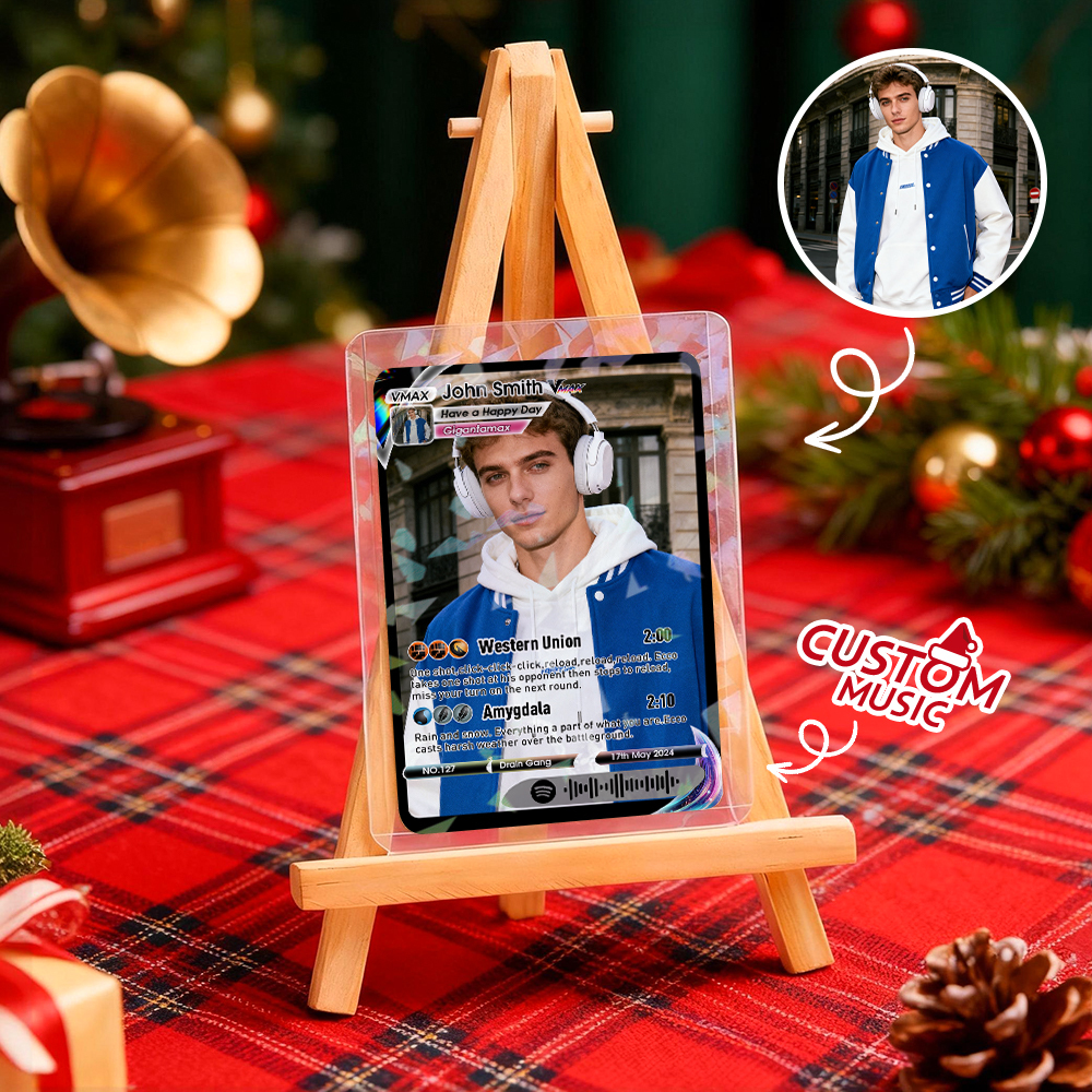 Custom Christmas Trading Sports Card Personalized Music Code Trading Card with Photo & Name, Unique Holiday Gift for Lover - GetPhotoSocksUk