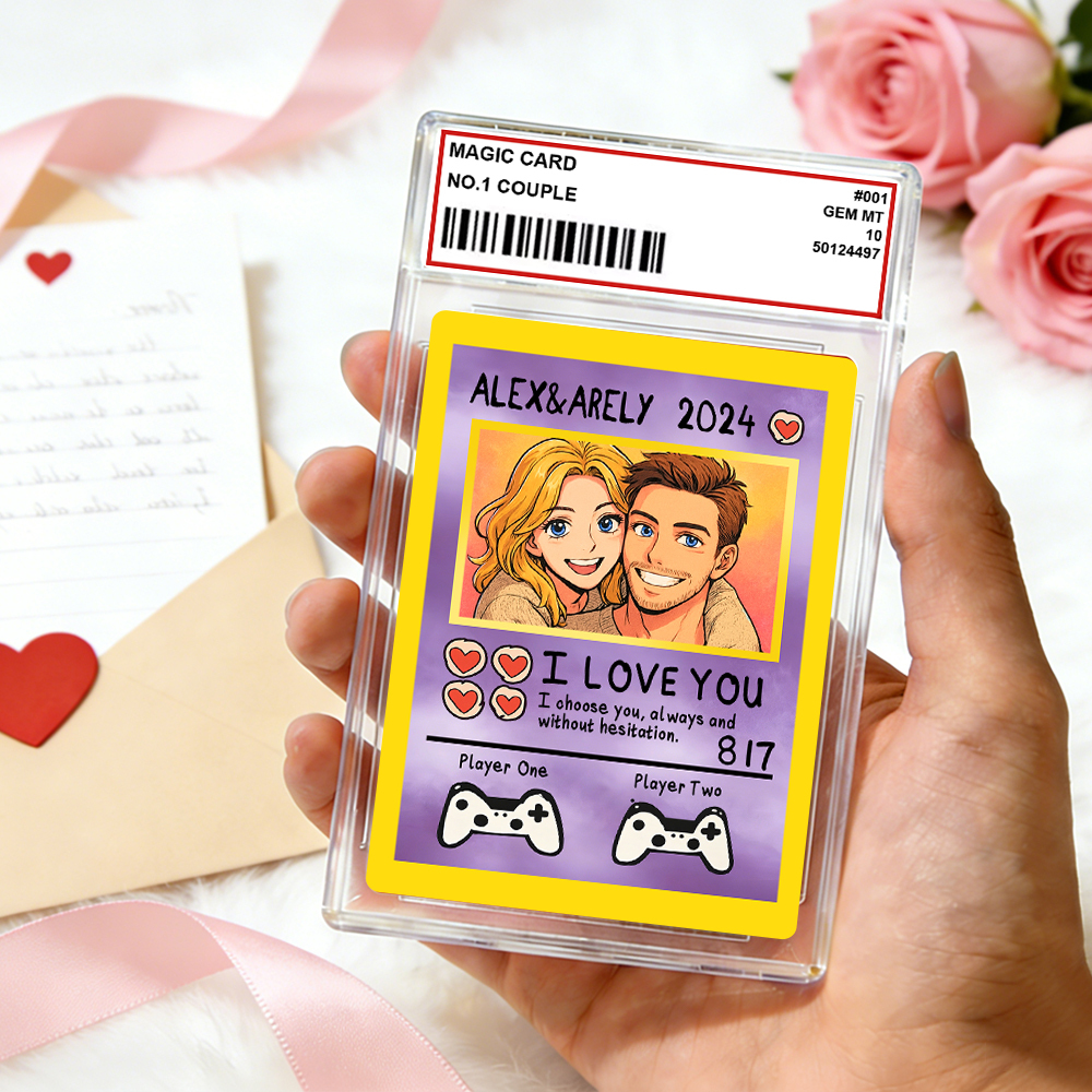 Personalized Valentine’s Day Power Couple Card, Custom Anniversary Card Couple Photo Anime Style, Best Valentine's Day Gift for Lover - GetPhotoSocksUk