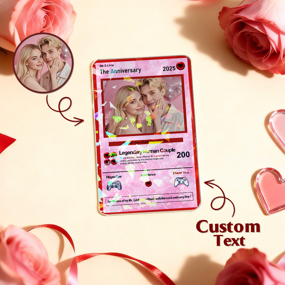 Personalized Valentine’s Day Power Couple Card, Custom Anniversary Card Couple Photo Anime Style, Best Valentine's Day Gift for Lover - GetPhotoSocksUk