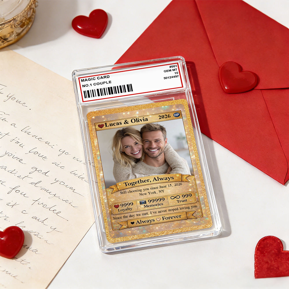 Personalized Valentine’s Day Power Couple Card, Custom Anniversary Card Couple Photo Anime Style, Best Valentine's Day Gift for Lover - GetPhotoSocksUk