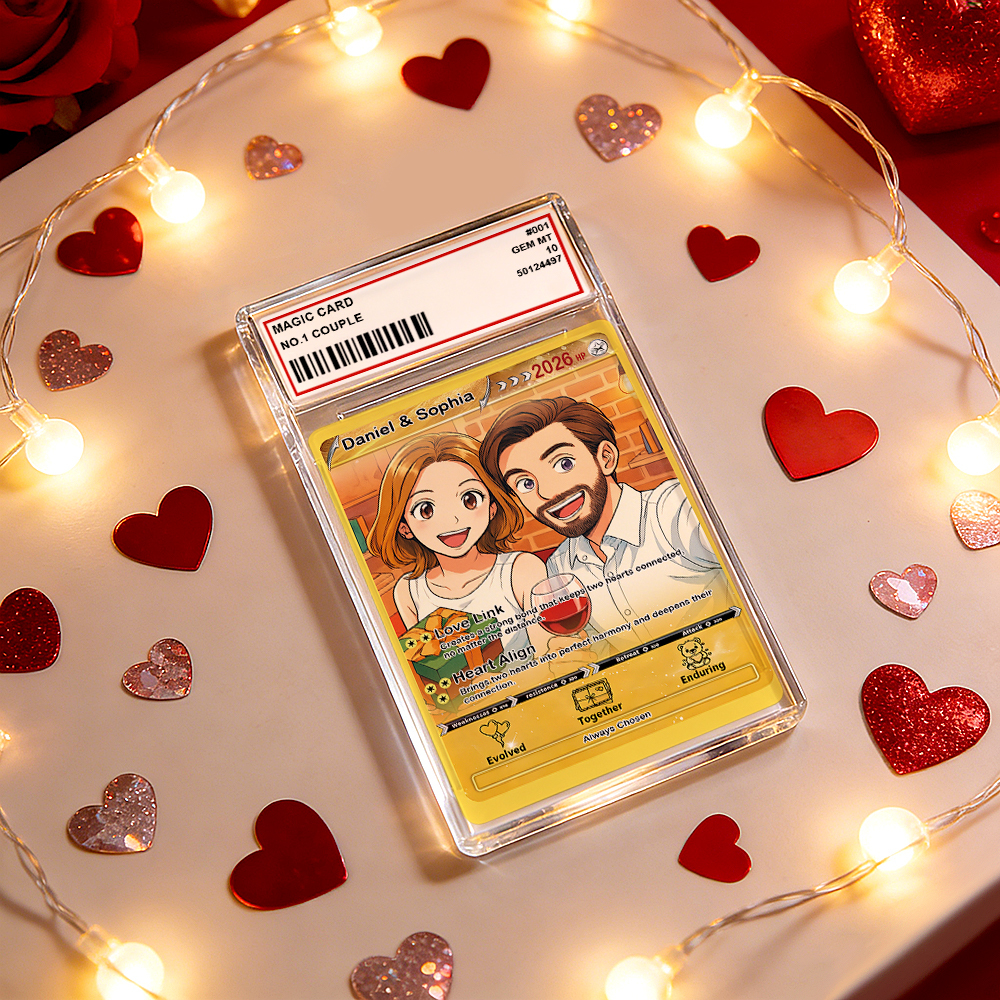 Personalized Valentine’s Day Power Couple Card, Custom Anniversary Card Couple Photo Anime Style, Best Valentine's Day Gift for Lover - GetPhotoSocksUk