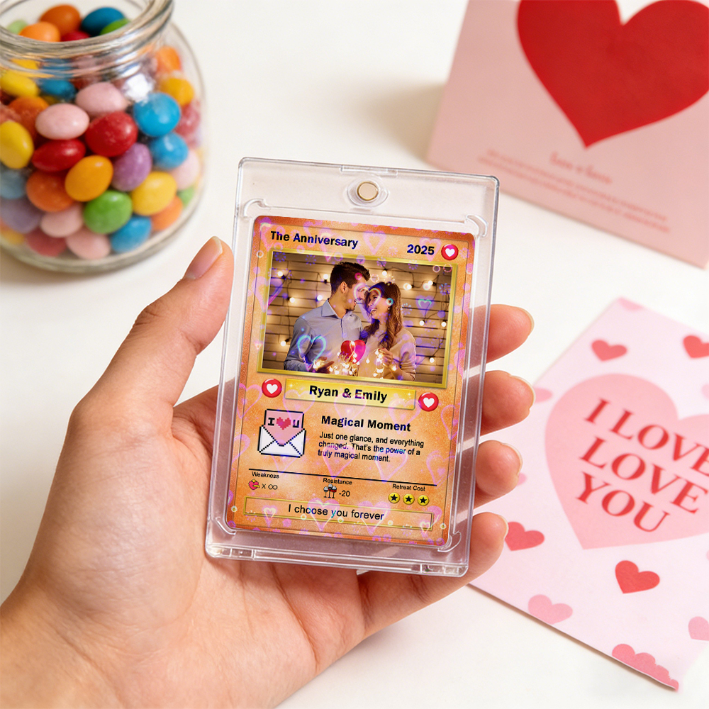 Custom Couple Card Romantic Anniversary Gift for Couple Trading Cards Keepsake Couple Photo Cute Style Card - GetPhotoSocksUk