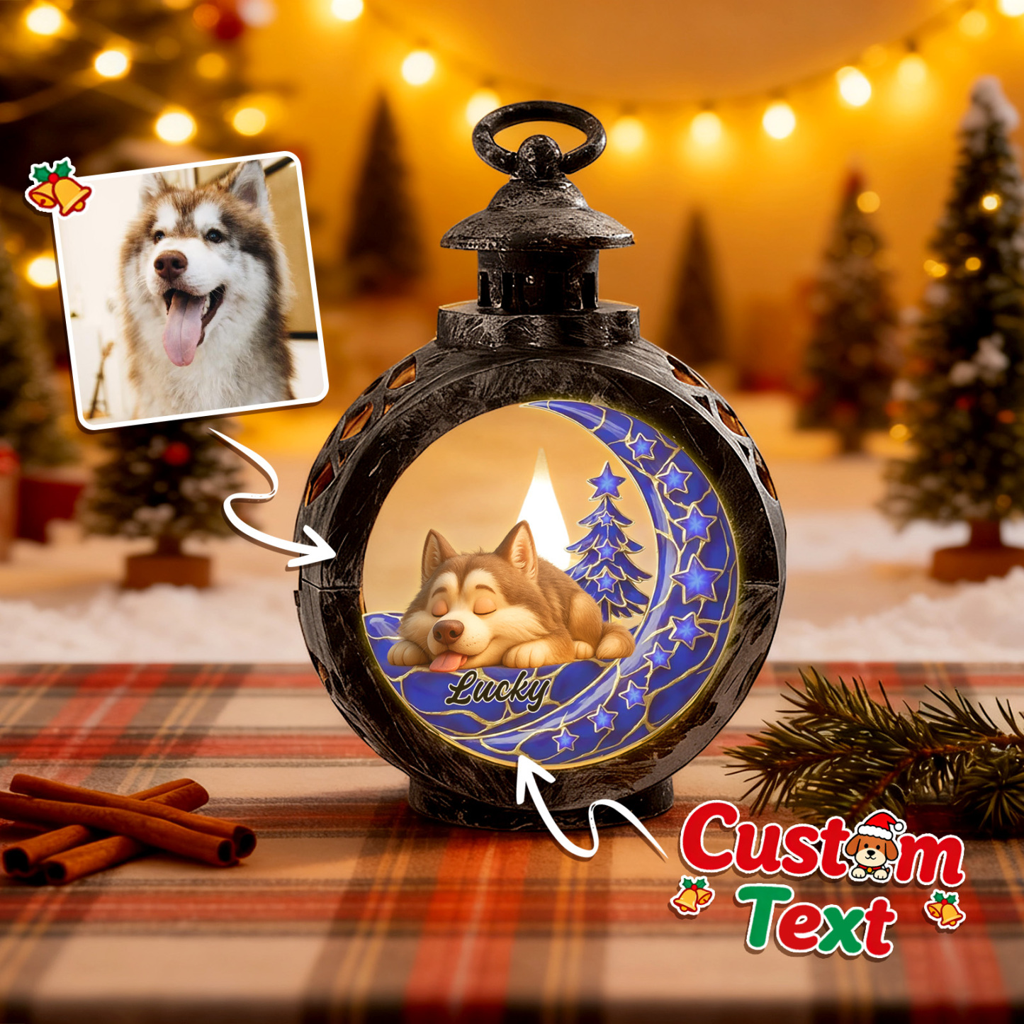Custom Christmas Lantern Beside You Personalized Christmas Gifts for Pet Lovers Colorful - GetPhotoSocksUk