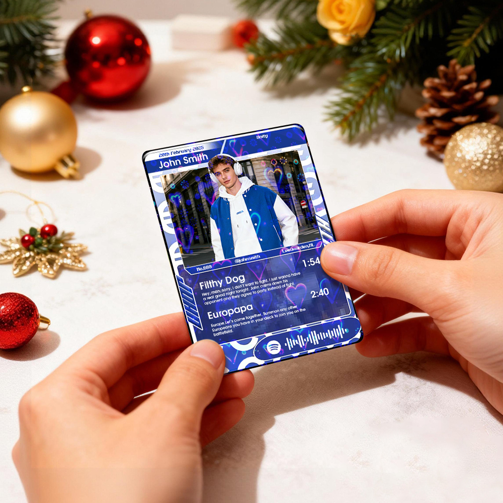 Personalized Photo Trading Card Custom Music Grey Audio Track Code Card Valentine Christmas Card Photo Gift Idea - GetPhotoSocksUk