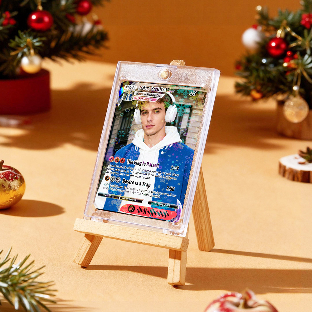Personalized Photo Trading Card Custom Music Grey Audio Track Code Card Valentine Christmas Card Photo Gift Idea - GetPhotoSocksUk