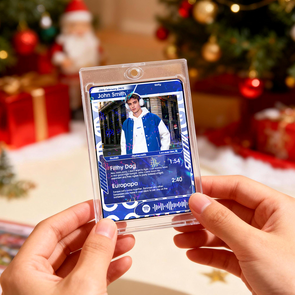 Personalized Photo Trading Card Custom Music Grey Audio Track Code Card Valentine Christmas Card Photo Gift Idea - GetPhotoSocksUk