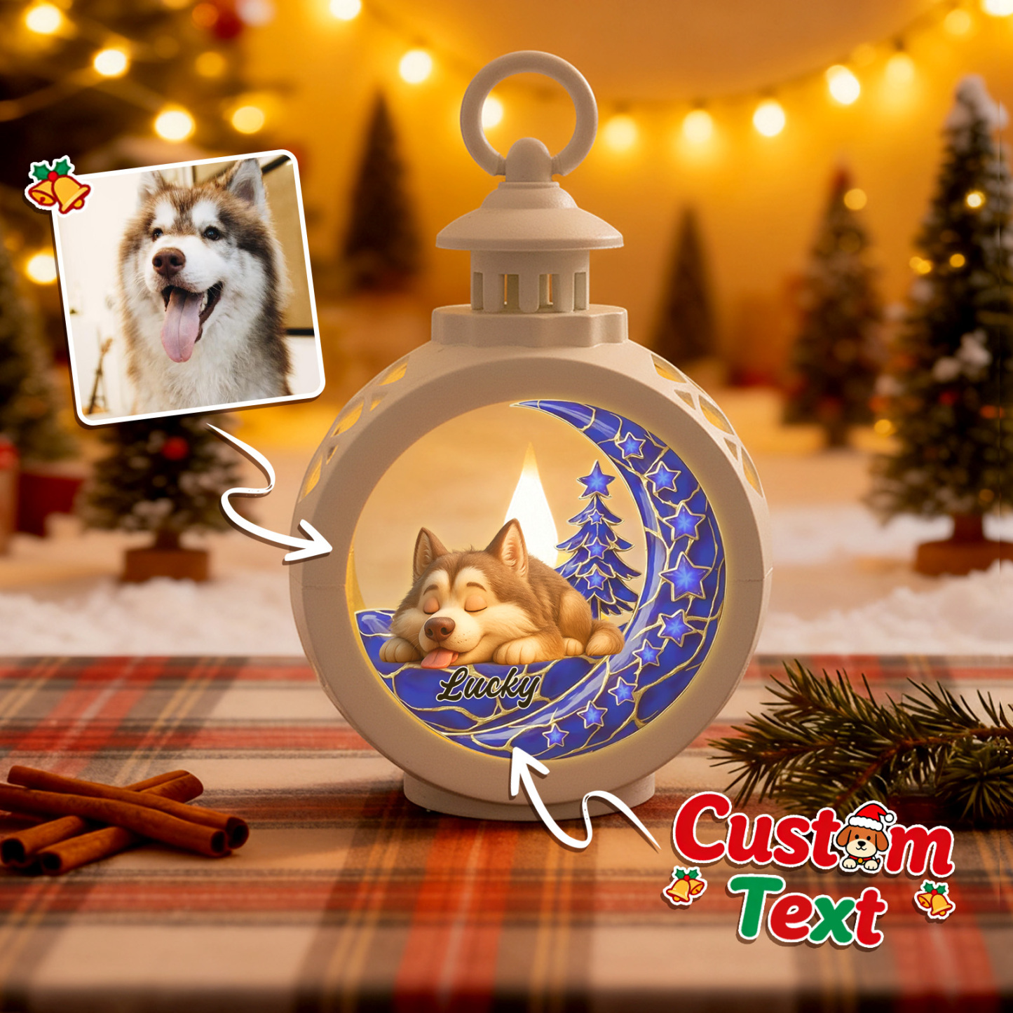 Custom Christmas Lantern Beside You Personalized Christmas Gifts for Pet Lovers Colorful - GetPhotoSocksUk