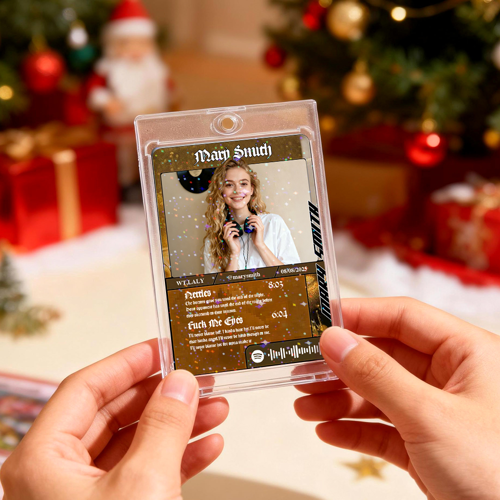 Personalized Photo Trading Card Custom Music Grey Audio Track Code Card Valentine Christmas Card Photo Gift Idea - GetPhotoSocksUk