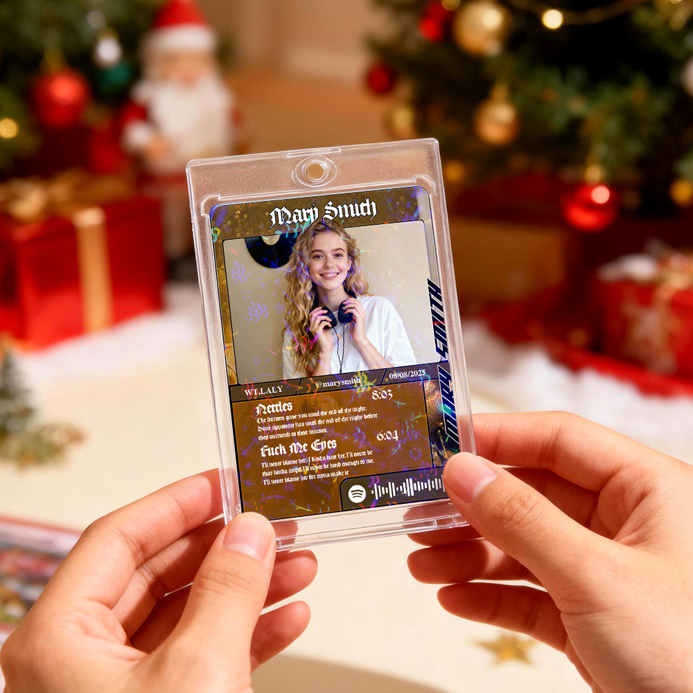Personalized Photo Trading Card Custom Music Grey Audio Track Code Card Valentine Christmas Card Photo Gift Idea - GetPhotoSocksUk