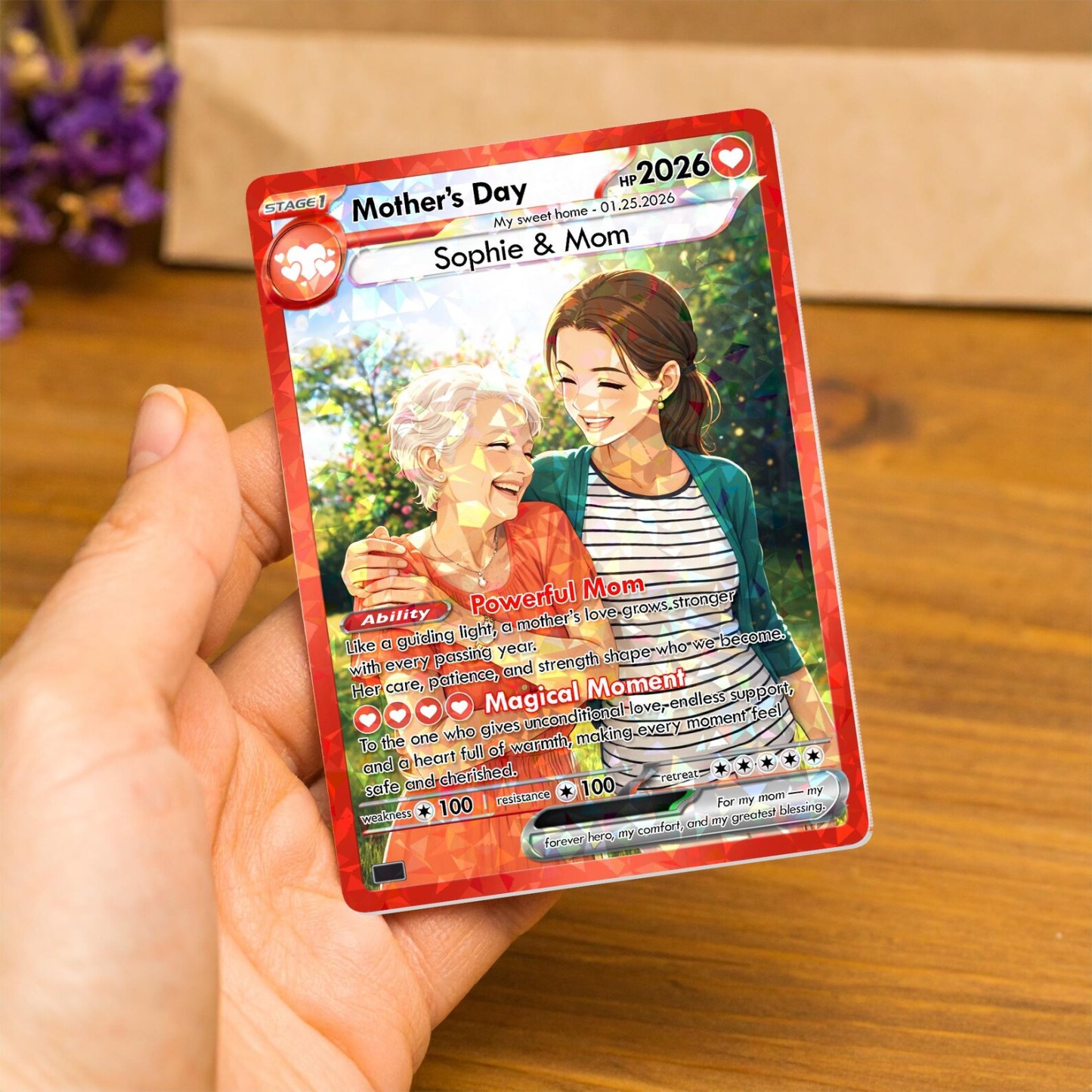 Custom Anime Photo Game Card Mother's Day Game Card Gift for Mom, Grandma Gift