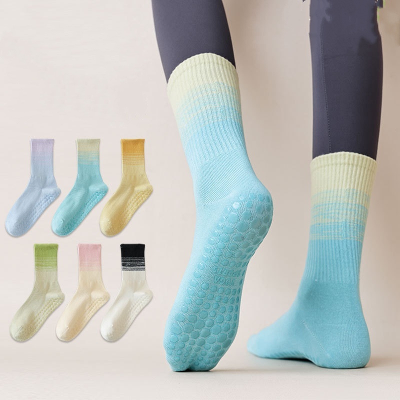 Professional Grip Socks Women Mid Calf Yoga Grip Socks, Non Slip Pilates Grip Socks Sweat Wicking Indoor Fitness Floor Socks - GetPhotoSocksUk