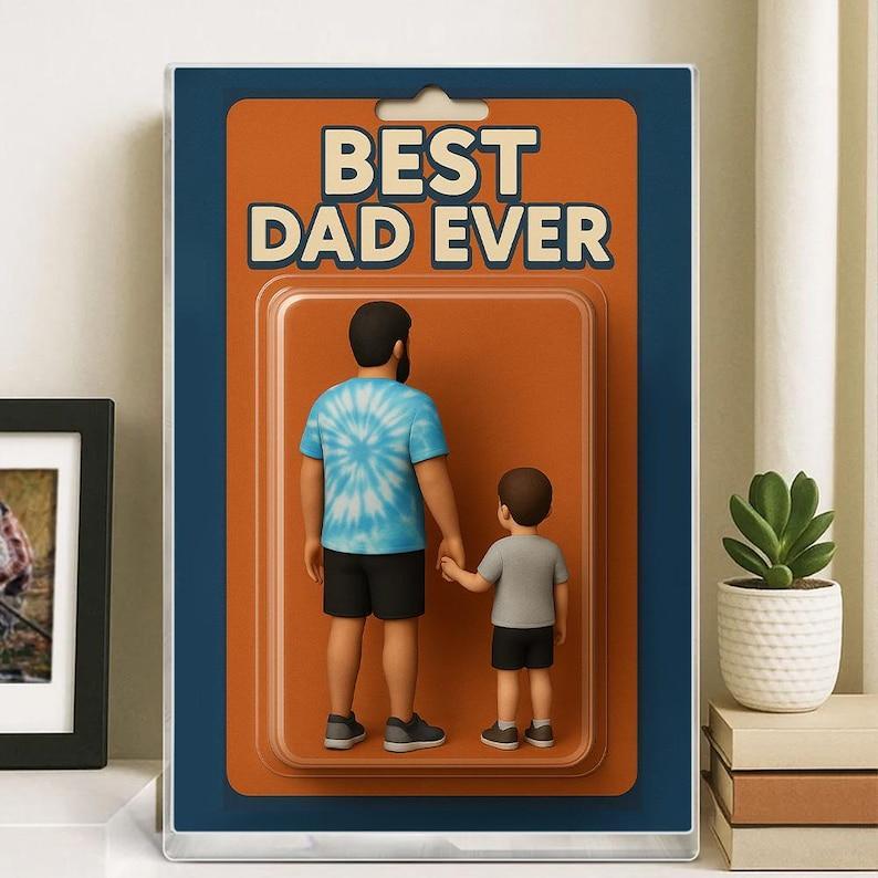 Personalized Father's Day Gift For Dad, Custom Photo Dad And Kids Action Figure Acrylic Block, Best Dad Ever Block Plaque, Gift For Husband - GetPhotoSocksUk