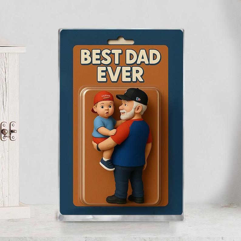Personalized Father's Day Gift For Dad, Custom Photo Dad And Kids Action Figure Acrylic Block, Best Dad Ever Block Plaque, Gift For Husband - GetPhotoSocksUk