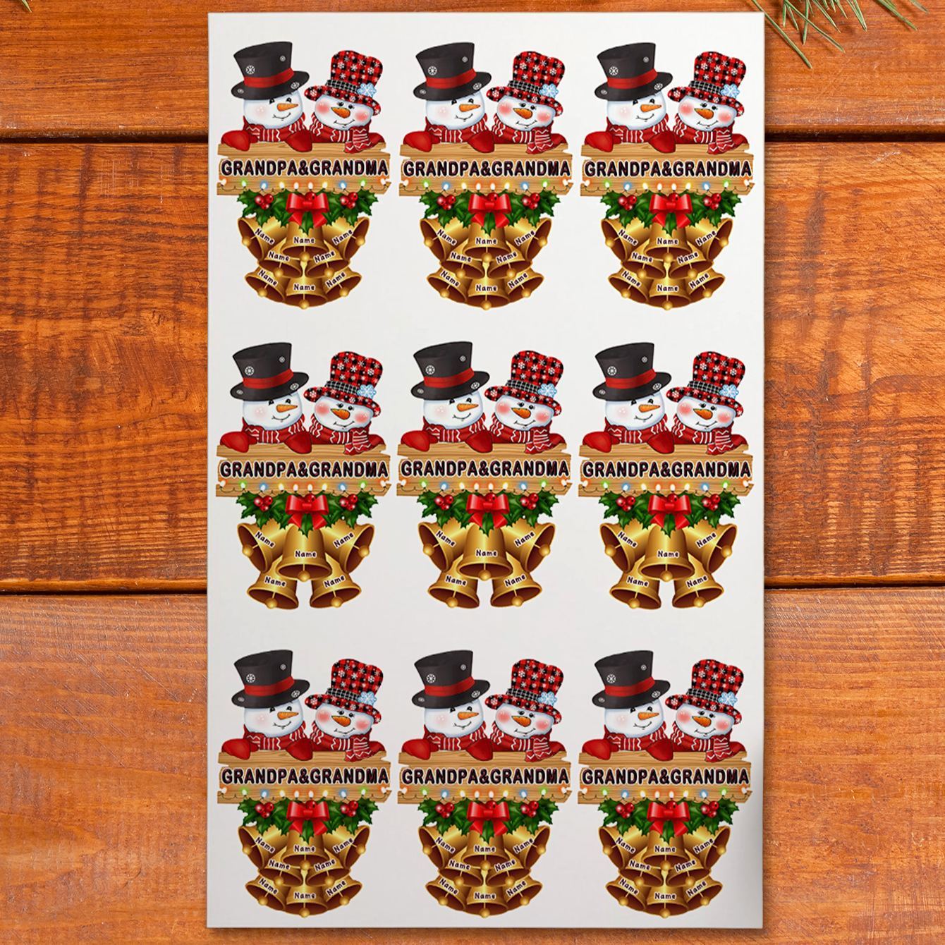 Personalized Snowman Papa Nana Family Christmas Gift Xmas Sticker Decal - GetPhotoSocksUk