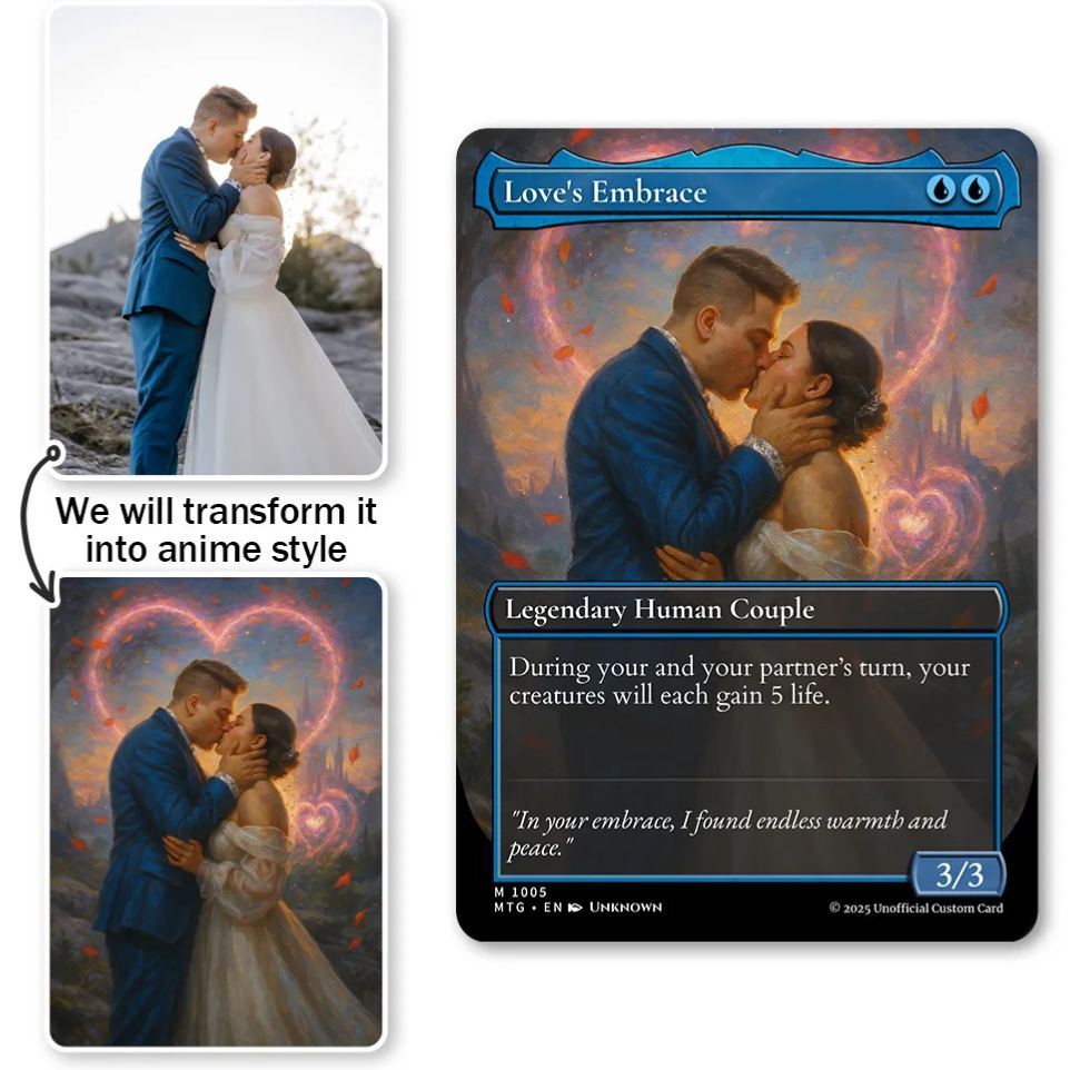 Custom Anime Couples Magic Card Personalized Photo Magic Anime Card Gift for Couples - GetPhotoSocksUk