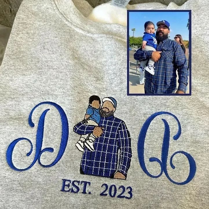 Custom Embroidered Mum Sweatshirt with Mum Kids Portrait