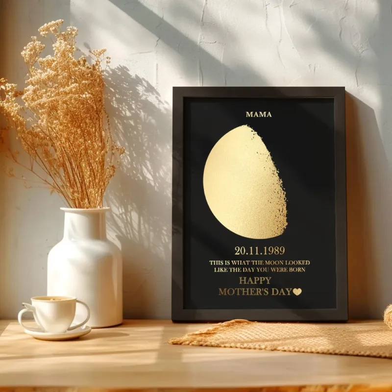 Gift For Mum Custom Moon Phase and Names Wooden Frame with Your Text Custom Art Frame Best Mother's Day Gift