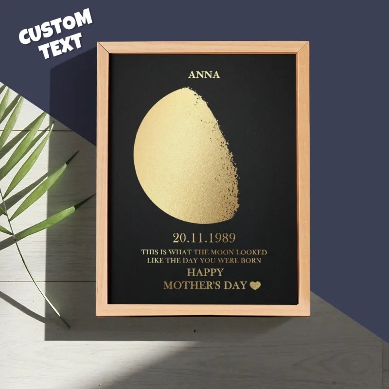Gift For Mum Custom Moon Phase and Names Wooden Frame with Your Text Custom Art Frame Best Mother's Day Gift