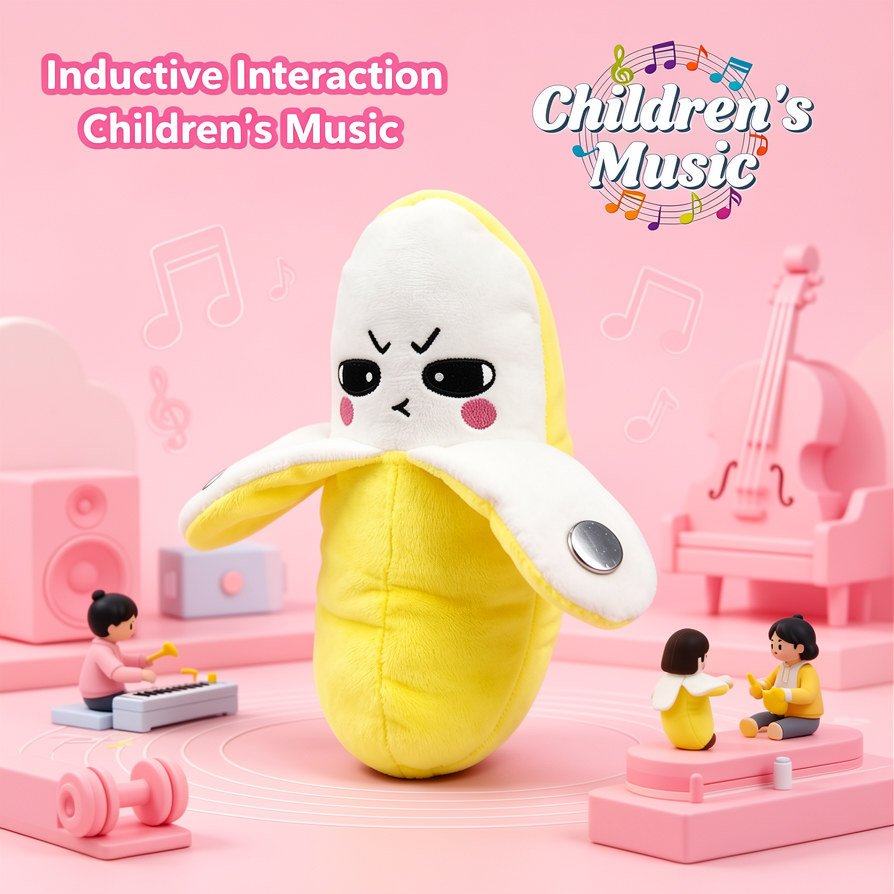 Interactive Music Plush Toy Set for Kids Adults, 8" Banana Fruit Sensing Metronome with Sounds for Multiplayer Interaction Game, Fun Musical Sensory Toy for Birthday Gifts - GetPhotoSocksUk