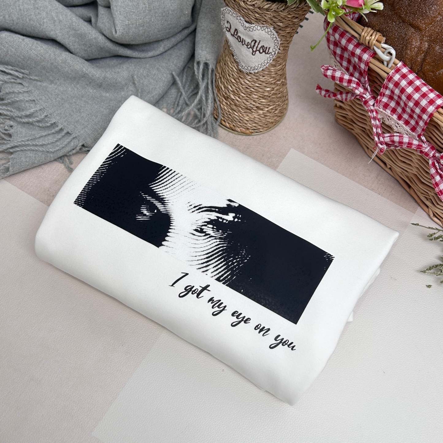 Unique Custom Eyes Tee Loved One's Eyes Shirt Personalized Eyes Artwork Tee Unique Eyes Sketch Art from Photo Gift for Your Love - GetPhotoSocksUk