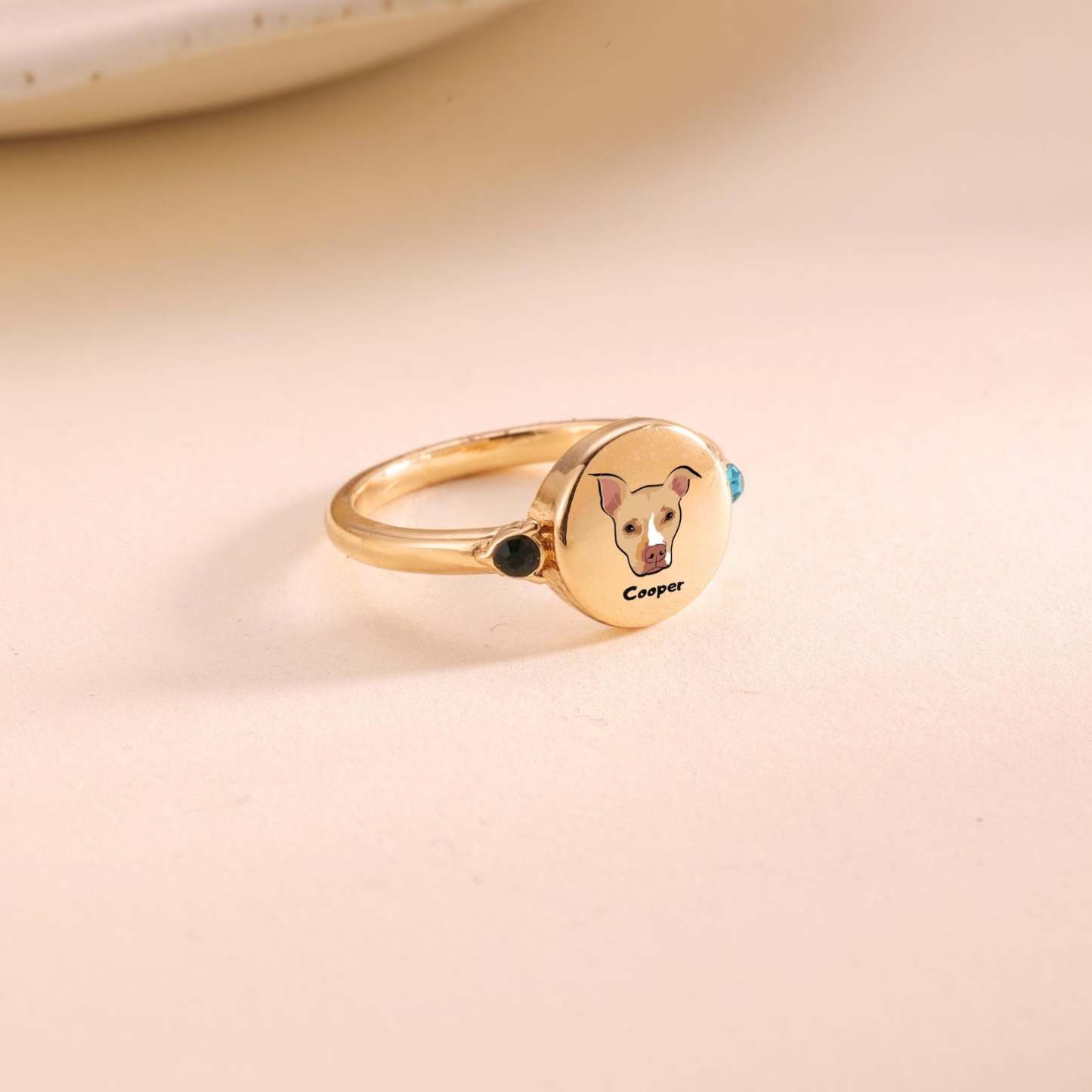 Custom Dog or Cat Ring with Birthstone, Custom Pet Portrait Photo Ring, Dog Cat Memorial Jewelry Gift For Pet Lover, Pet Remembrance, Gift for Her - GetPhotoSocksUk