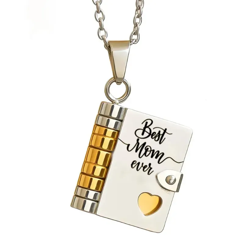 Personalized Mom Necklace for Women - Heartfelt Message Jewelry for Mom from Daughter Son, Engraved Book Pendant, Mother's Day Gift - GetPhotoSocksUk