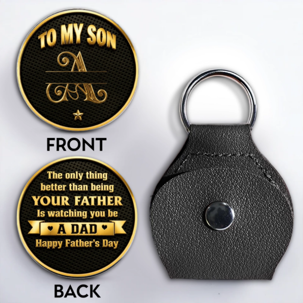 To My Son Watching You Be A Dad Monogram Initial - Personalized Custom Pocket Hug - SON136_HTOK