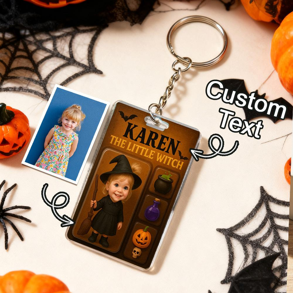Custom 3D Effect Action Figure Pack Packaging Personalized Acrylic Witch Keychain Gift for Halloween