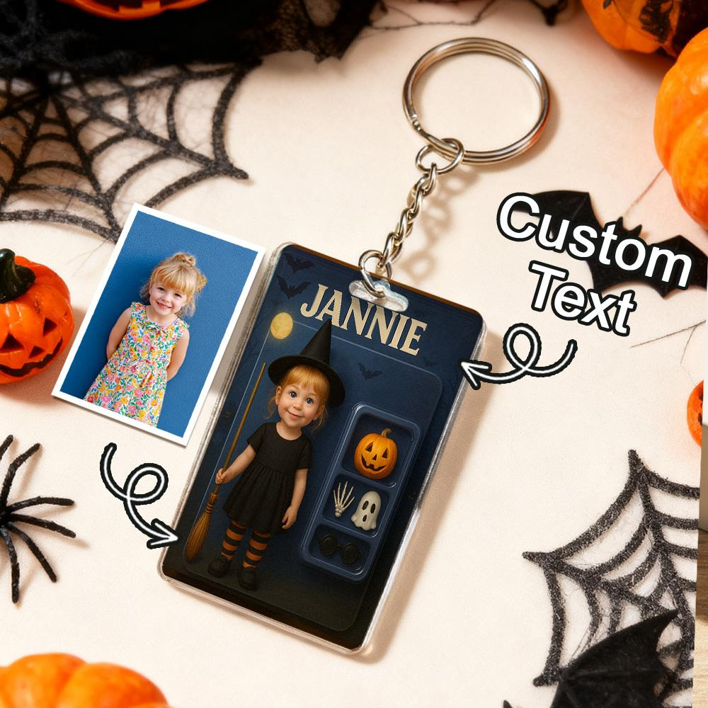 Custom 3D Effect Action Figure Pack Packaging Personalized Acrylic Skull Keychain Gift for Halloween