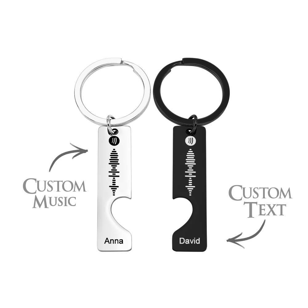 Custom Text Scannable Spotify Code Keychain 2pcs a Set - MyCameraRollKeychain