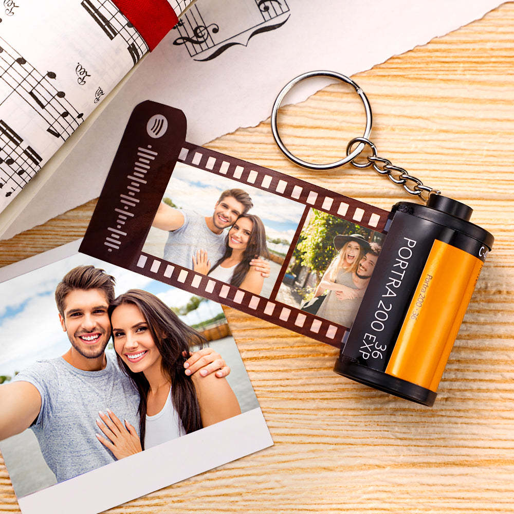 Spotify Code Scannable Film Roll Keychain Custom Photo Camera Roll Keychain Gift for Love 5-20 Pictures