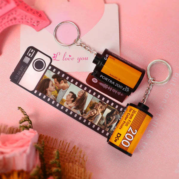 Anniversary Gifts Custom Film Roll Keychain Multiphoto Camera Roll Keychain Environmentally Friendly Material Gifts Personalized keychain for Him