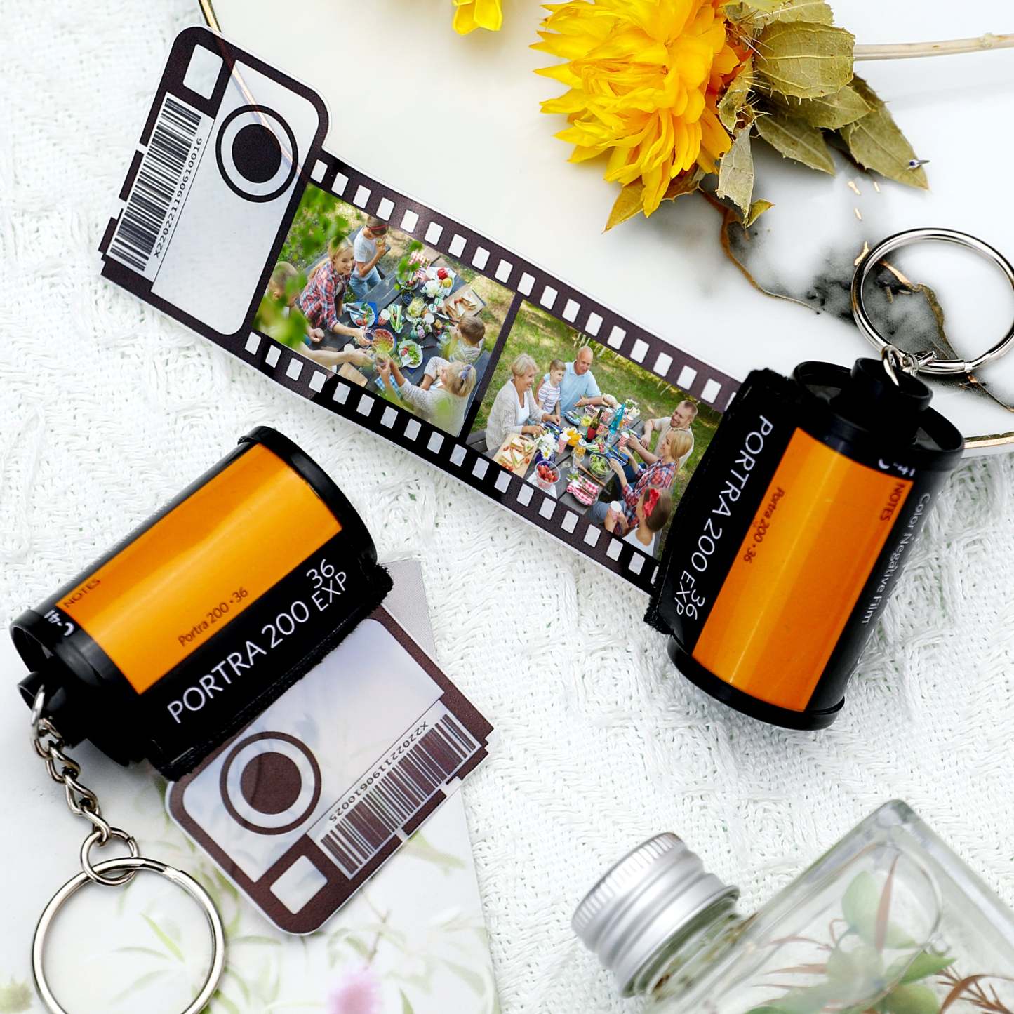 Custom Camera Roll Keychain White Elephant Gifts Personalized Multiphoto Film Roll Keychain Personalized Keychain 5-20 Pictures