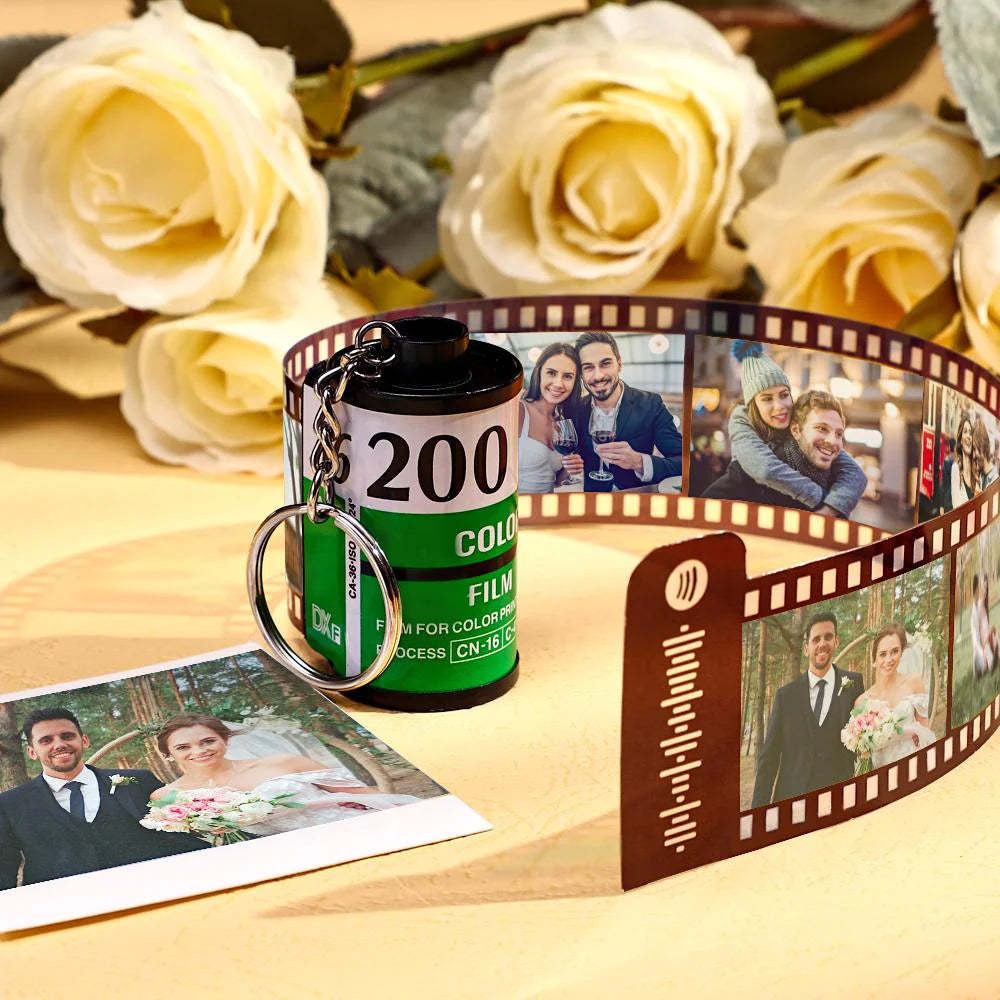 Spotify Code Scannable Film Roll Keychain Custom Photo Camera Roll Keychain Gift for Love 5-20 Pictures