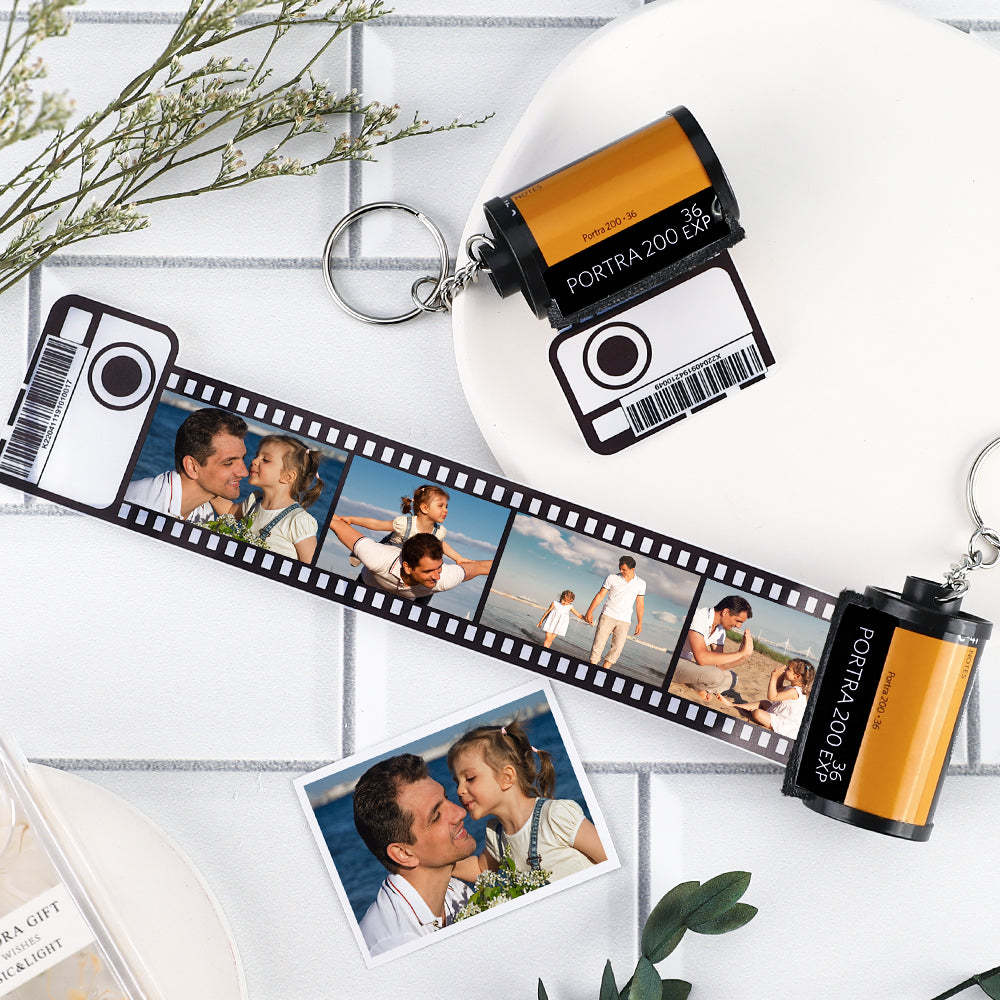 Custom Camera Roll Keychain White Elephant Gifts Personalized Multiphoto Film Roll Keychain Personalized Keychain 5-20 Pictures