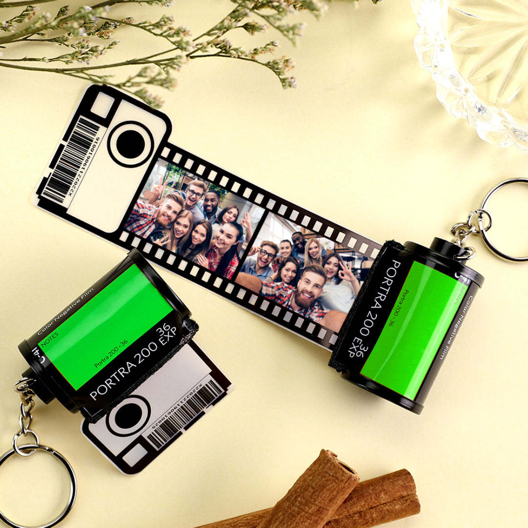 Custom Camera Roll Keychain White Elephant Gifts Personalized Multiphoto Film Roll Keychain Personalized Keychain 5-20 Pictures