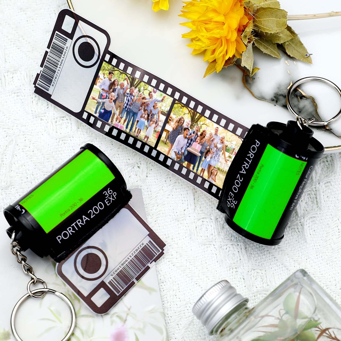 Custom Camera Roll Keychain White Elephant Gifts Personalized Multiphoto Film Roll Keychain Personalized Keychain 5-20 Pictures