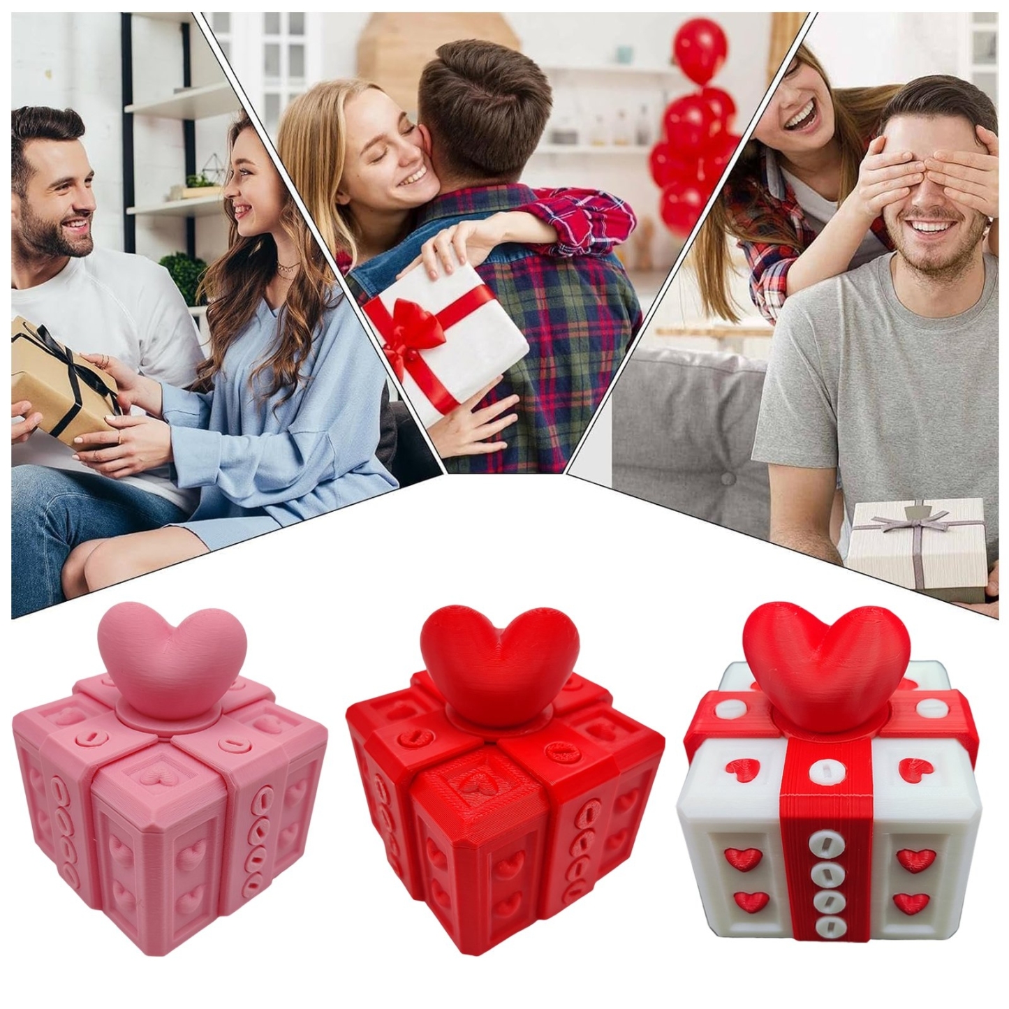 Annoying Gift Box 3D Printed Gift Box with Screws Love Heart Prank Puzzle Box for Valentine's Day Birthday Holiday Gift