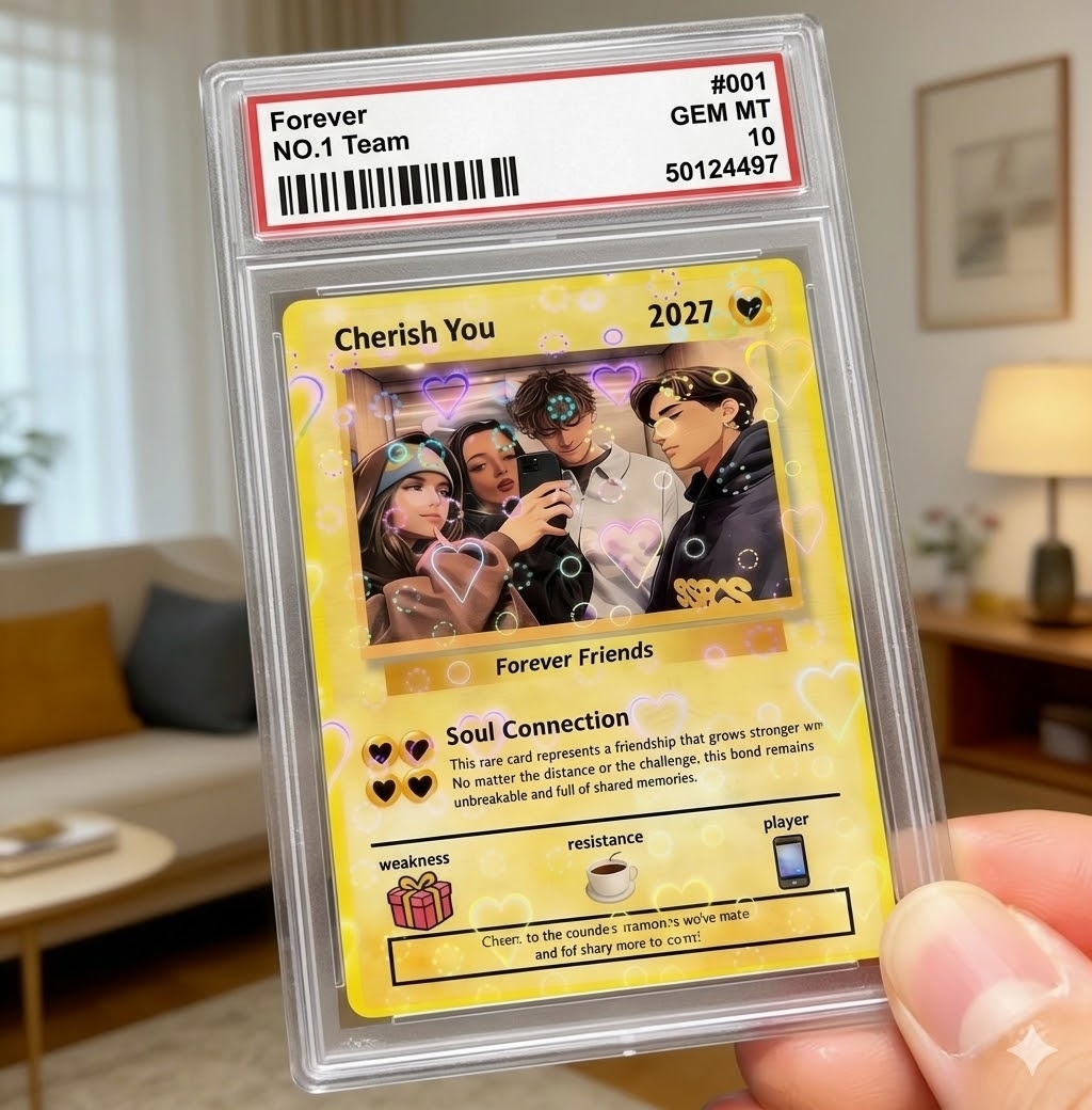 Personalized Power Couple Card, Custom Anniversary Card Couple Photo Anime Style Gift for Lover