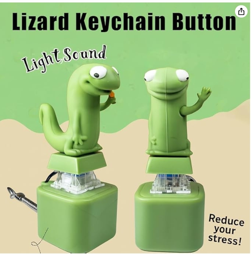 Funny Lizard Sound Keychain Stress Relief Squeeze Toy Button Press Noise Maker Cute Novelty Keychain Bag Charm Gift for Students