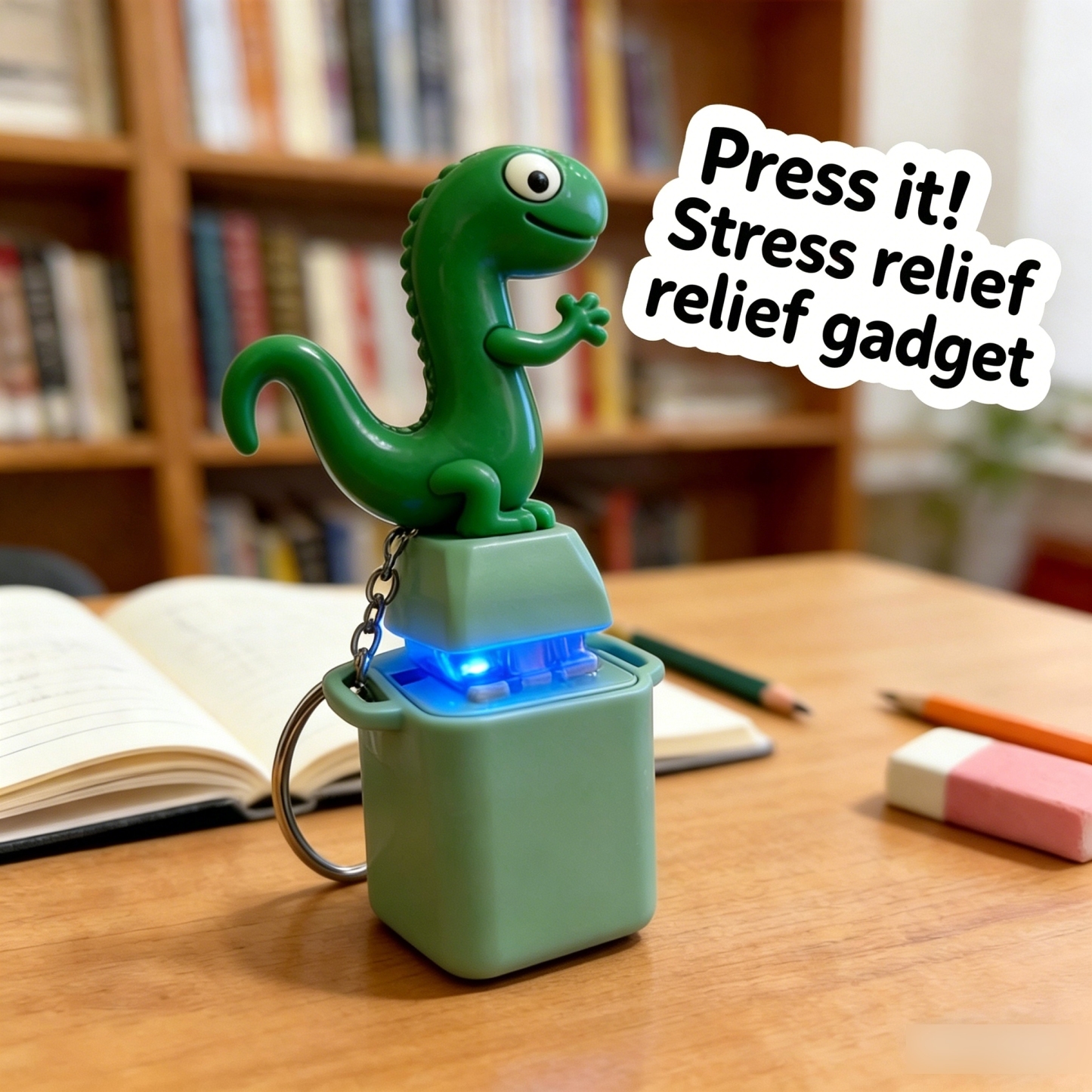 Funny Lizard Sound Keychain Stress Relief Squeeze Toy Button Press Noise Maker Cute Novelty Keychain Bag Charm Gift for Students