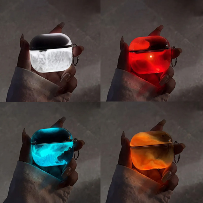 Liquid Glitter AirPods Case Glow in the Dark for AirPods 1/2/3/4 Quicksand Sparkle Protective Cover Shockproof Cute Case