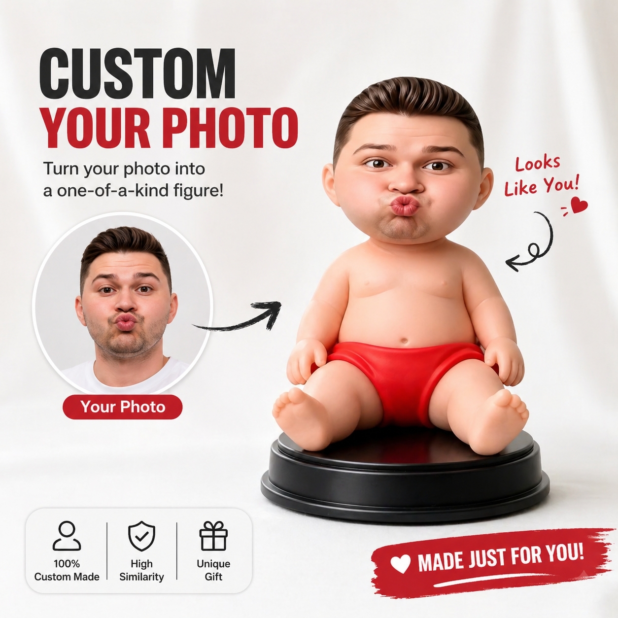 Custom Squishy Desk Figurine Personalized Face Ornament Soft TPR Sand Filled Stress Relief Display Toy Funny Desktop Decoration Gift