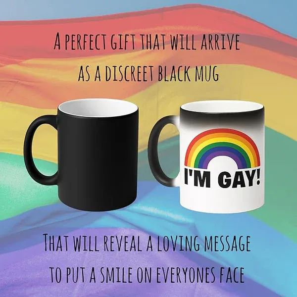 Happy Mug with Rainbow Design – LGBT Pride Ceramic Cup, Perfect Holiday Gift for Him or Her